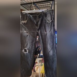 Men's VINTAGE Extreme Distressed Black Jeans - Classic Ripped Style